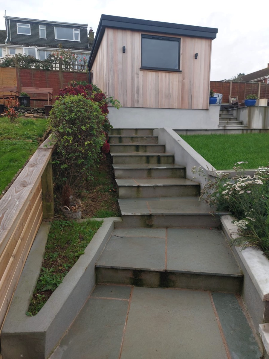 Wooden garden stoudio room on patio area